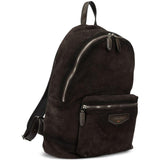 Zaino in pelle scamosciata con logo in marrone 