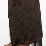 Gonna lunga con frange  in marrone Bless - donna 