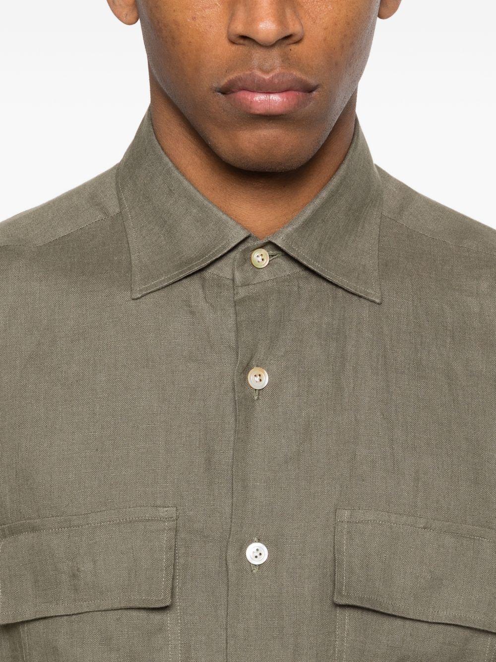 Camicia a maniche lunghe con tasche in verde Kiton - uomo 