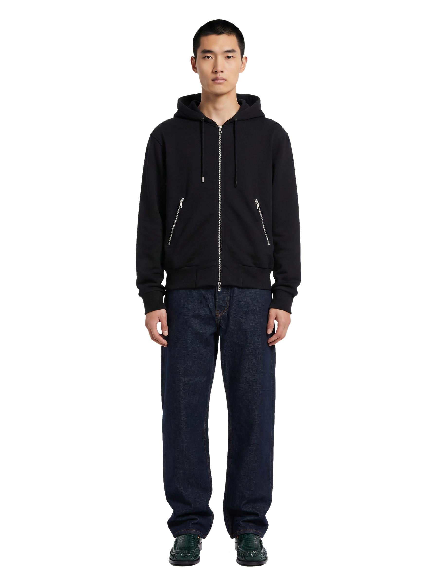 Felpa con cappuccio e zip nera 