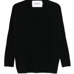 Maglione con scollo a V in nero Gotha - donna 