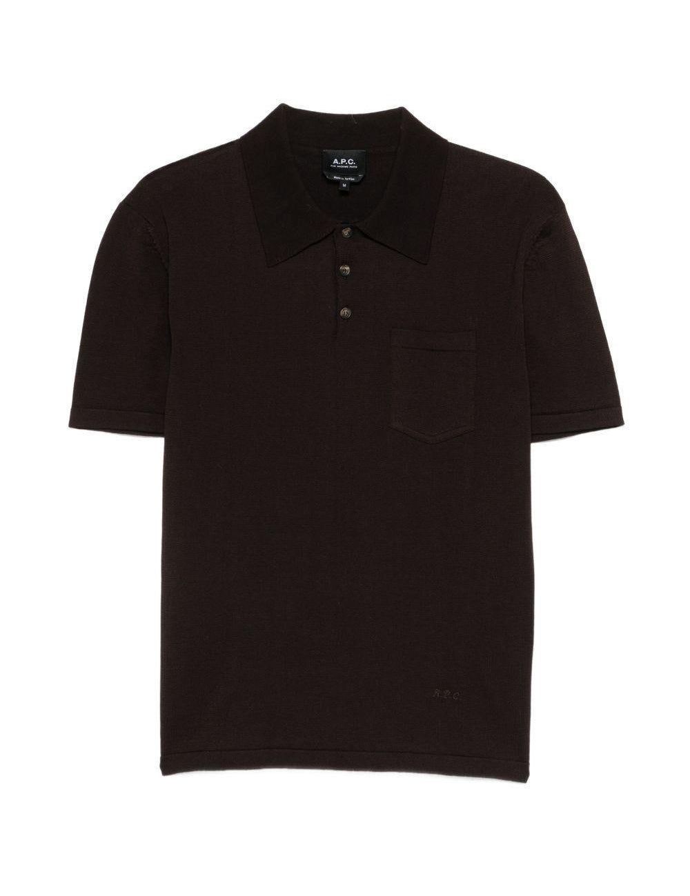 Polo con tasca sul petto in marrone A.P.C. - uomo 