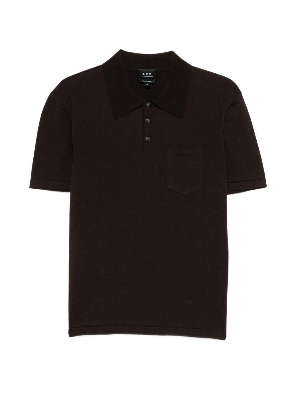 Polo con tasca sul petto in marrone A.P.C. - uomo 