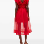 Abito corto con ruches in rosso Ganni - donna 