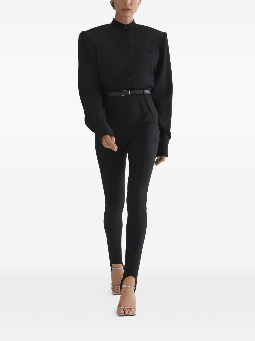 Leggings a vita alta con staffe in nero Mugler - donna 