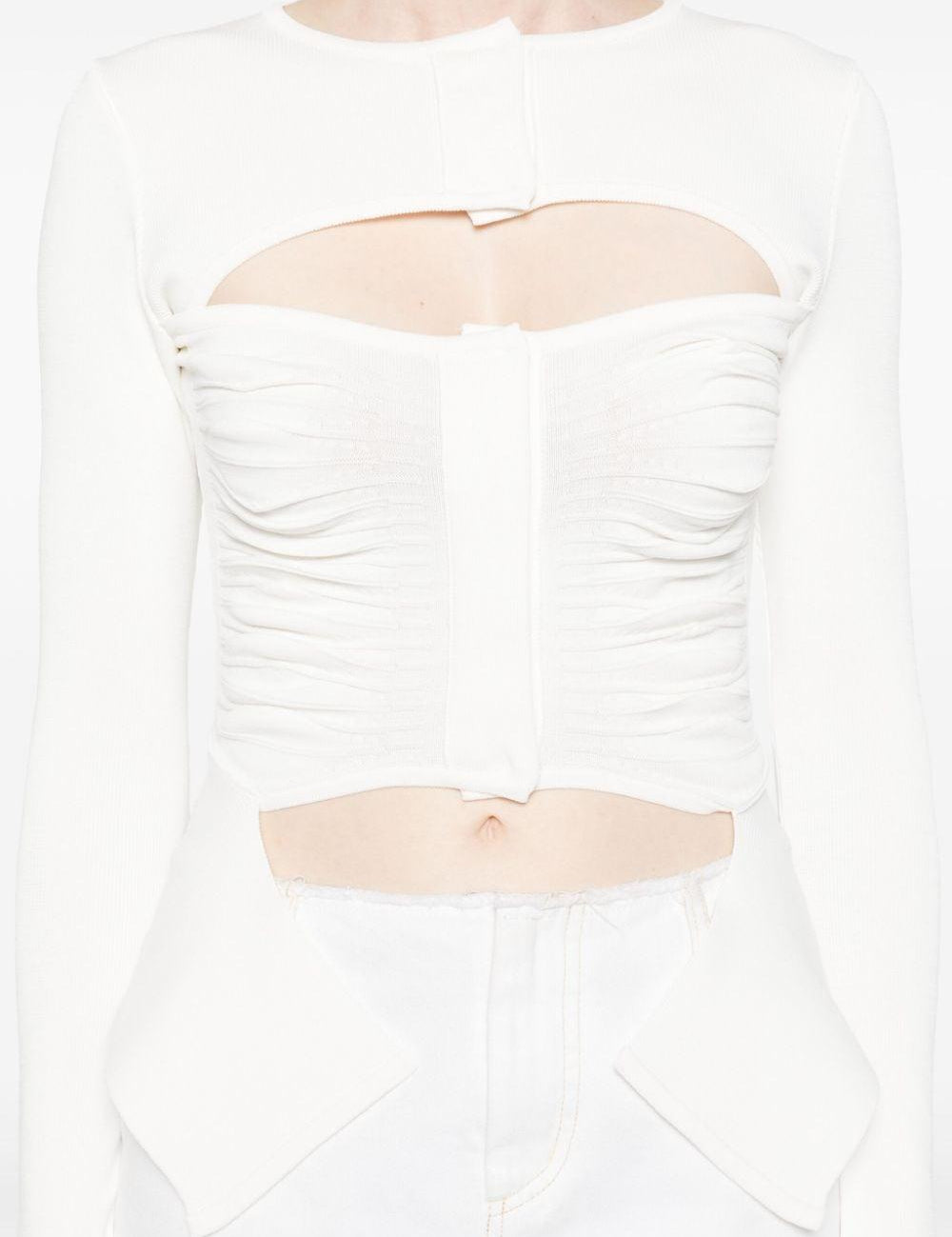 Top con dettagli cut-out in bianco - donna 