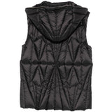 Gilet con cappuccio e design trapuntato geocamo in nero Rick Owens x Moncler - unisex<BR/> 