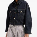 Giacca crop denim in blu Brunello Cucinelli - donna 