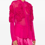 Camicia Chowsa con ricami floreali in rosa Dries van noten - donna 