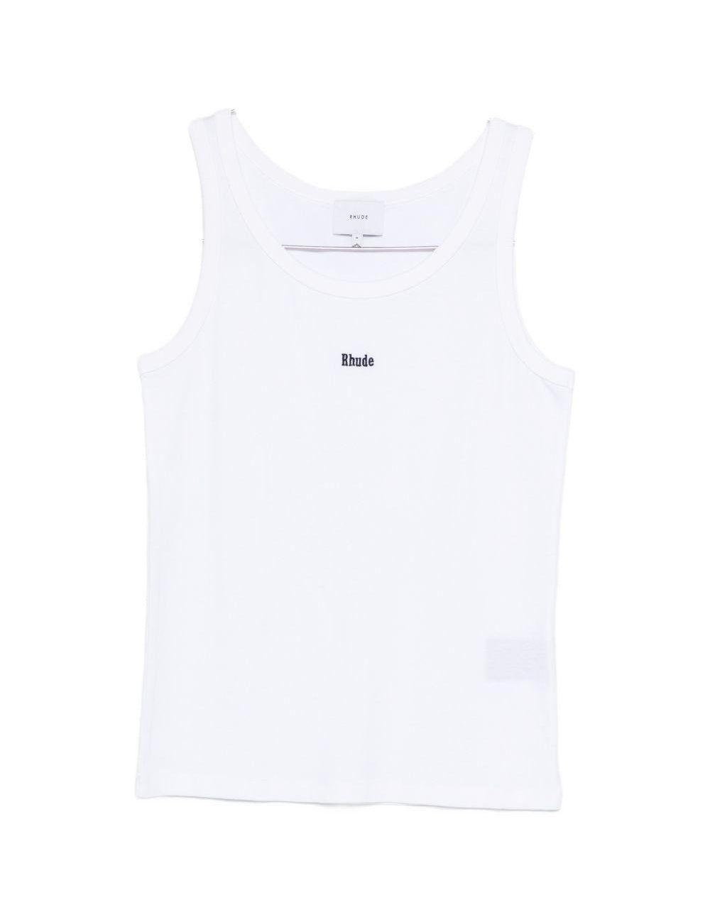Canotta con logo ricamato in bianco Rhude - uomo 