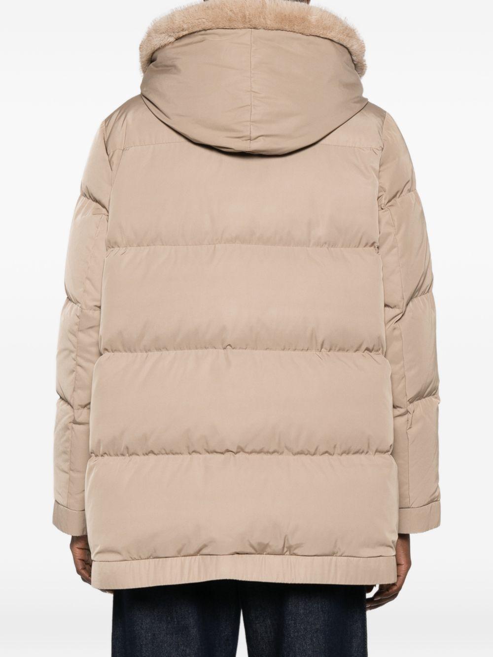 Piumino con cappuccio lou andrea in beige gotha - donna 