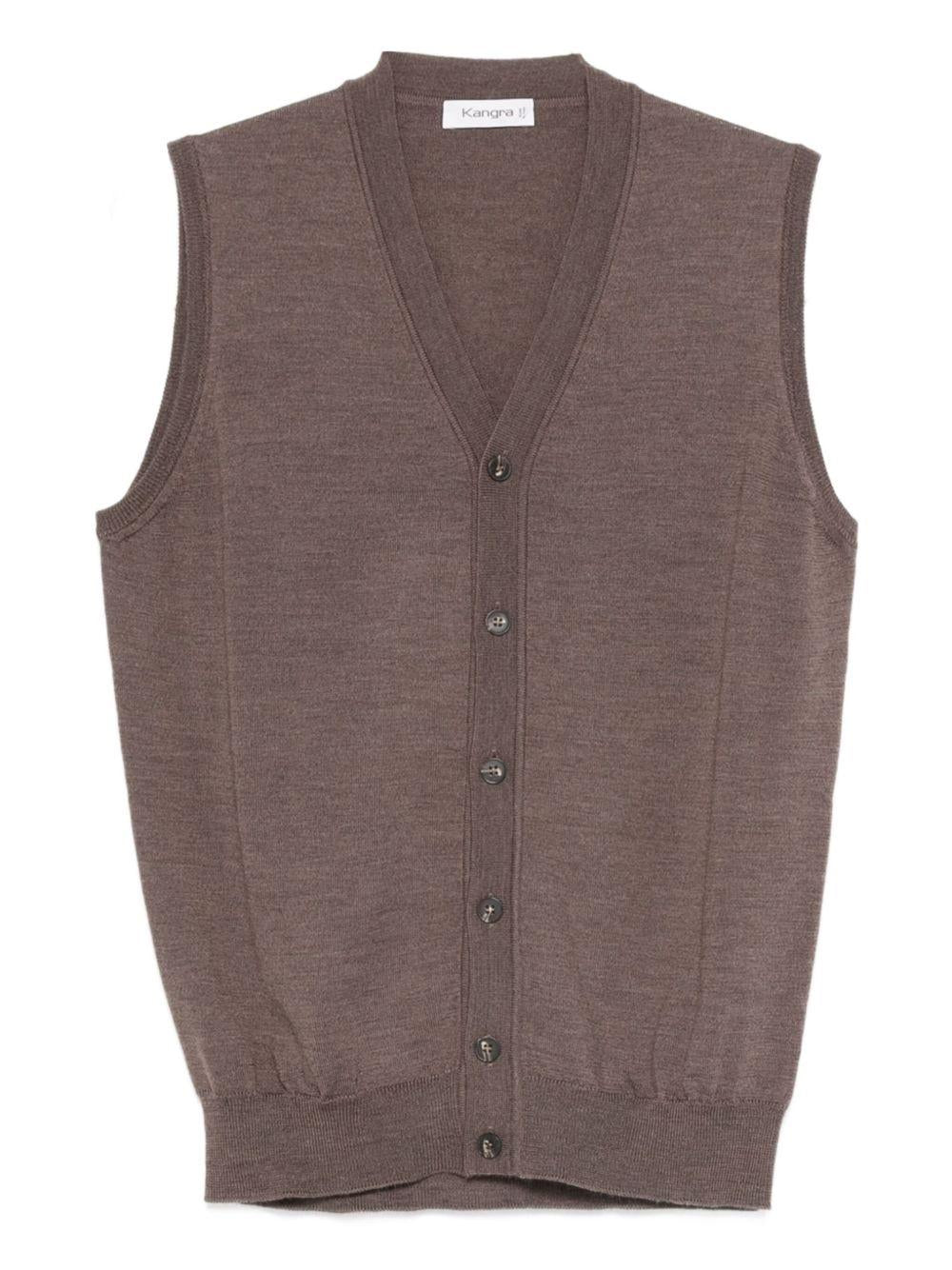 Gilet con lavorazione a maglia in marrone Kangra - uomo 