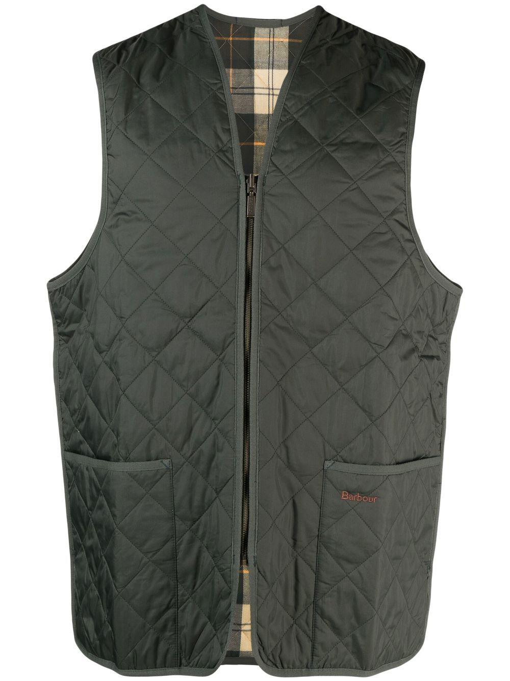 Gilet con zip trapuntato in verde Barbour - uomo 