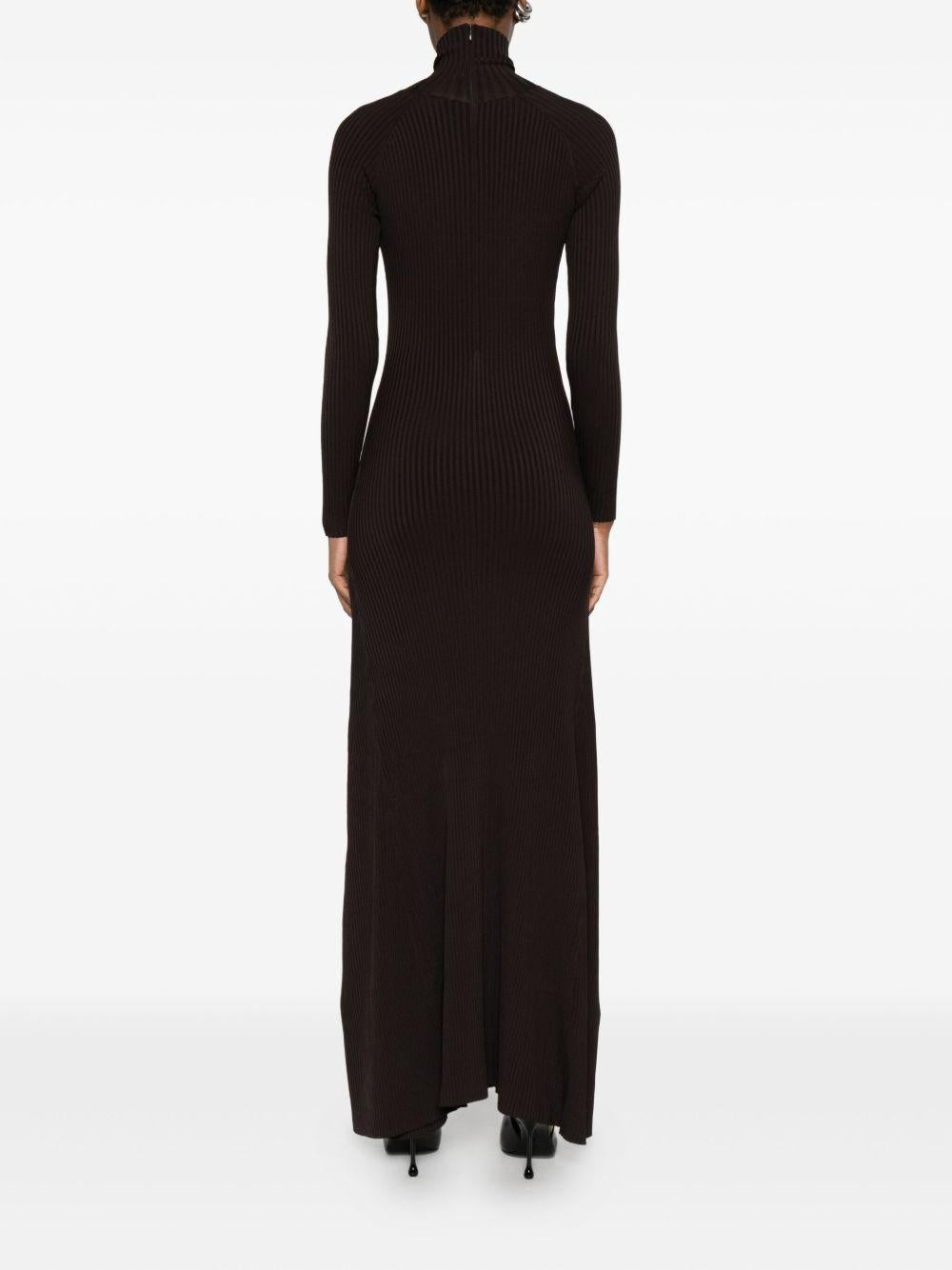 Abito lungo a coste con spacco in marrone Coperni - donna 