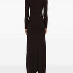 Abito lungo a coste con spacco in marrone Coperni - donna 