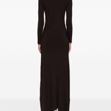 Abito lungo a coste con spacco in marrone Coperni - donna 
