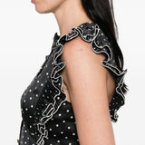 Top a pois con volant in nero Self-portrait - donna 