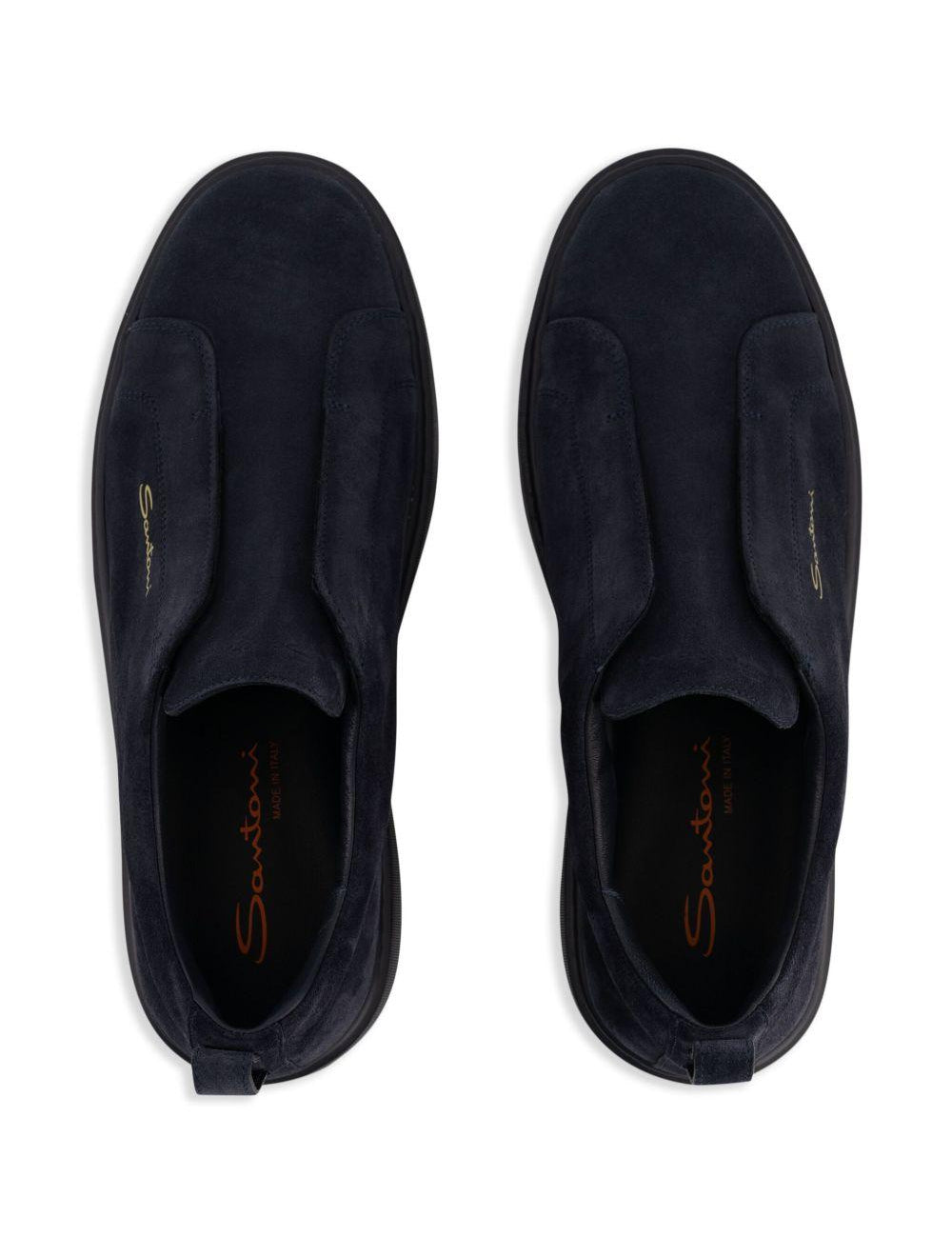 Sneakers senza lacci in suede in nero Santoni - uomo 