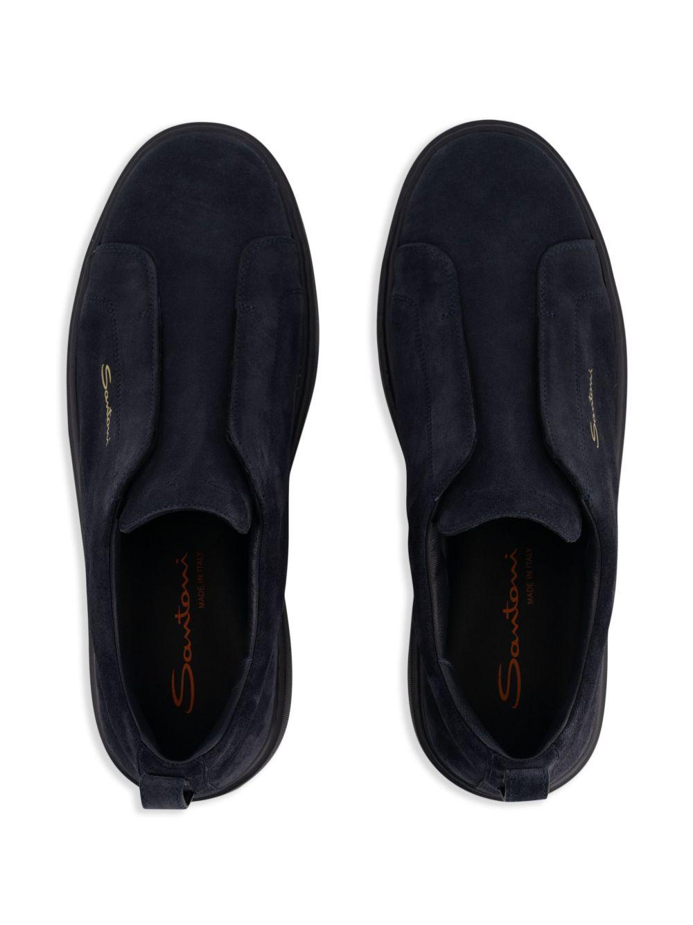 Sneakers senza lacci in suede in nero Santoni - uomo 