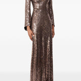 Abito maxi con paillettes in marrone Jenny packham - donna 