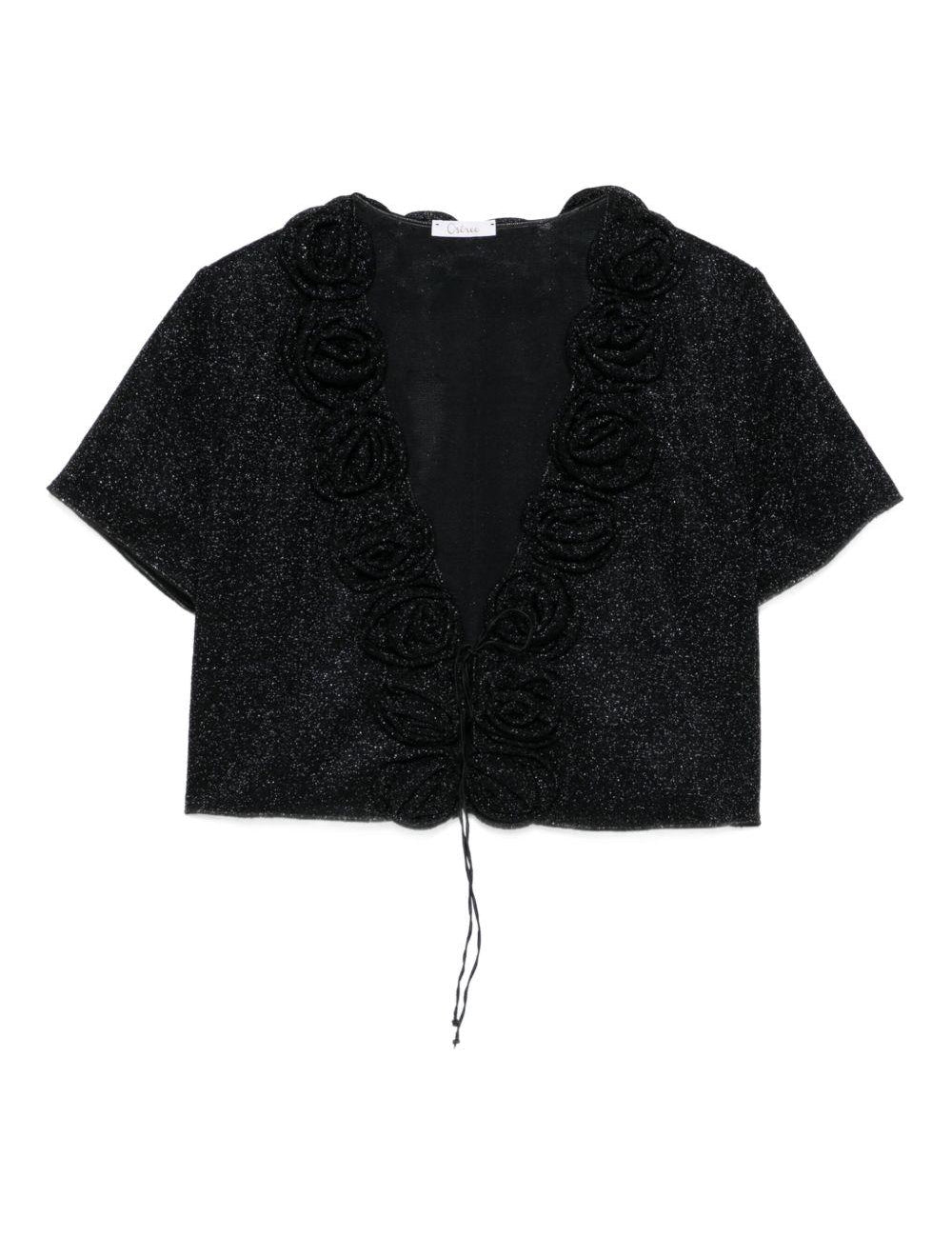 Top con decorazione a fiori con lurex in nero Oséree - donna 