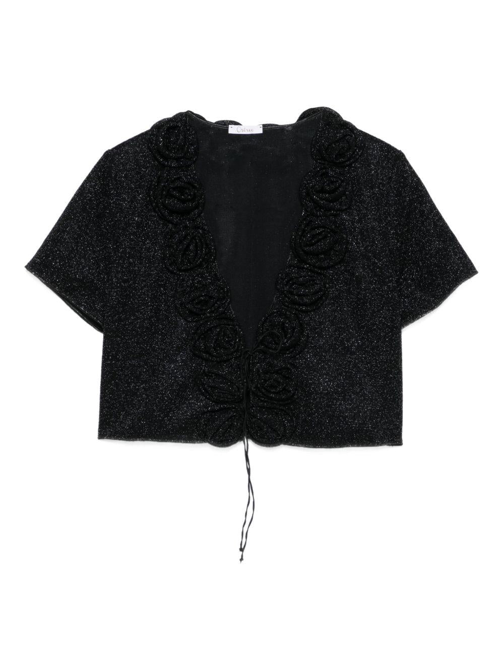 Top con decorazione a fiori con lurex in nero Oséree - donna 