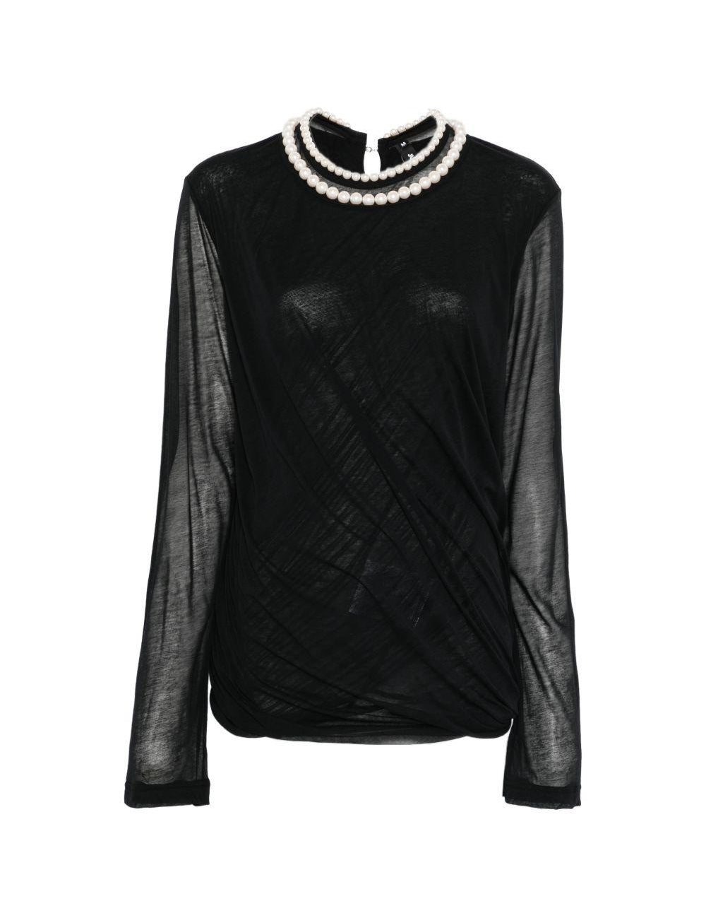 Top a maniche lunghe con perle in nero Junya watanabe - donna 