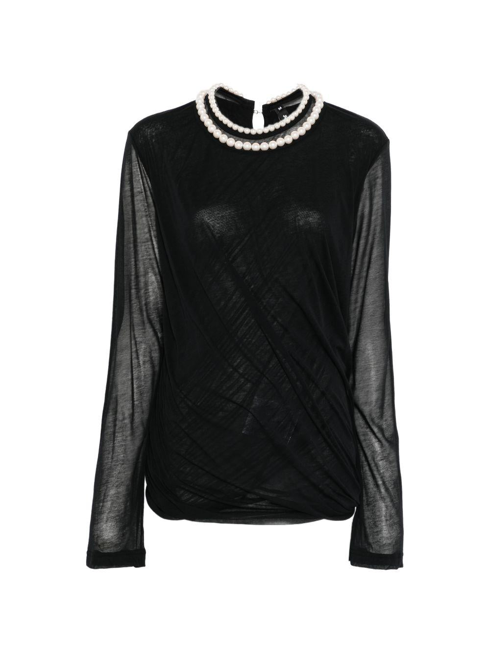 Top a maniche lunghe con perle in nero Junya watanabe - donna 