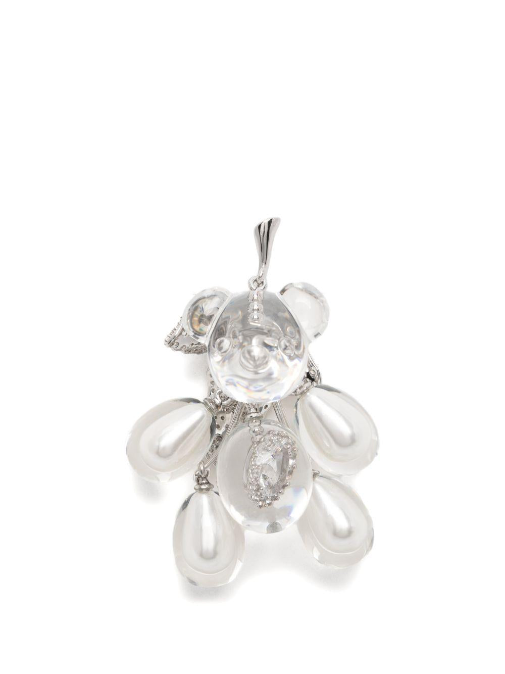 Orecchino a forma di orsetto in argento e bianco Yvmin - donna 
