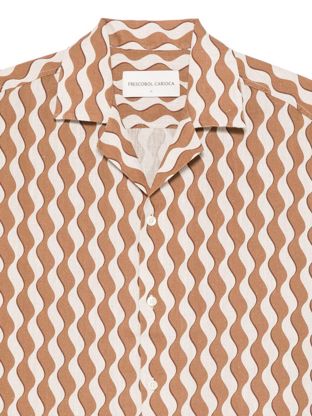 Camicia a maniche corte con stampa Roberto in marrone Frescobol carioca - uomo 