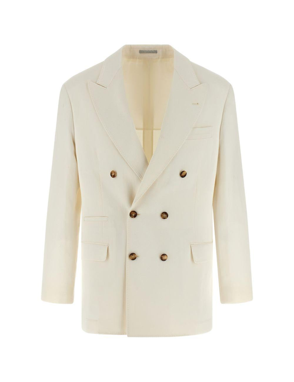 Blazer doppiopetto in beige Brunello cucinelli - uomo 