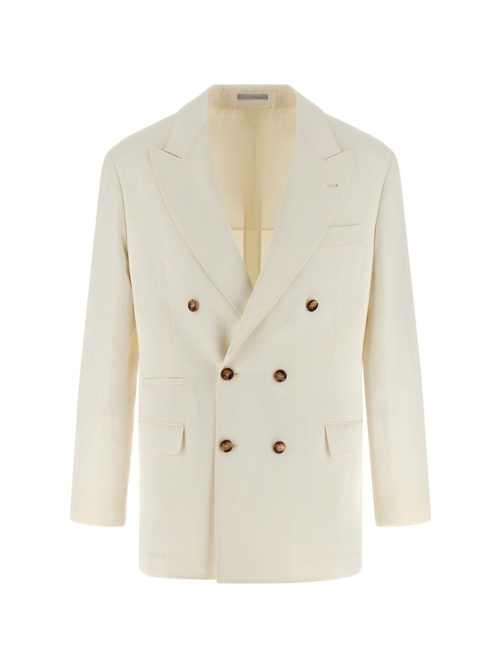 Blazer doppiopetto in beige Brunello cucinelli - uomo 