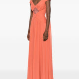 Abito da sera con dettaglio in pizzo in arancione Elie saab - donna 