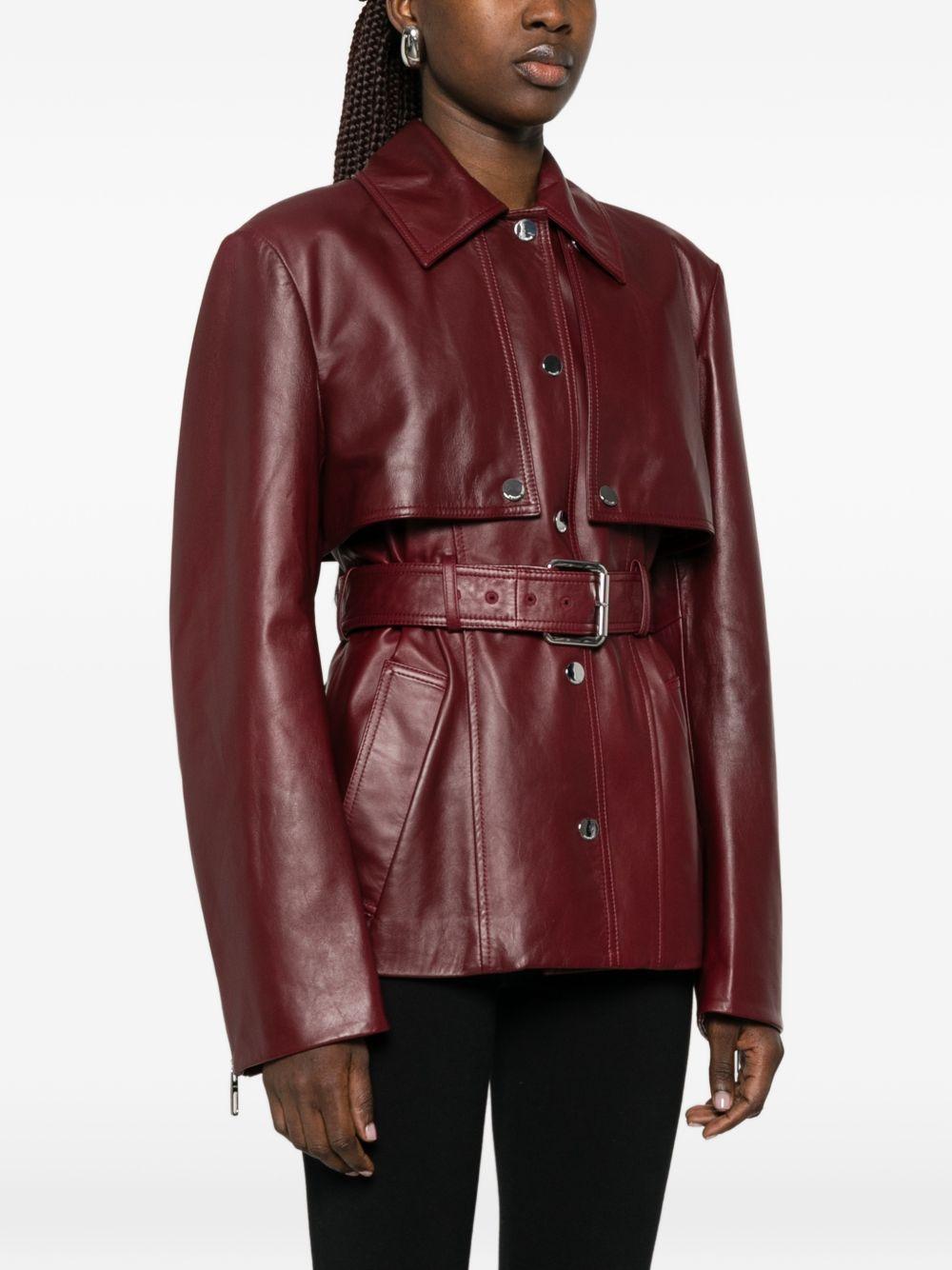 Giacca in pelle con cintura tenzone in bordeaux Maxmara sportmax - donna 