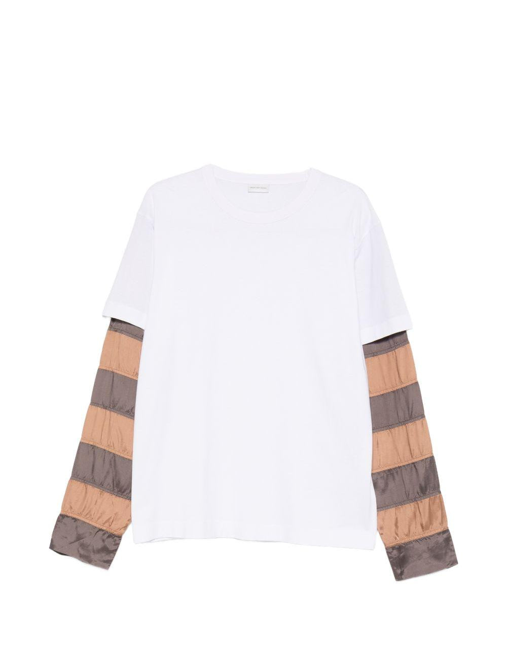 T-shirt a maniche lunghe a righe in bianco Dries van noten - uomo 
