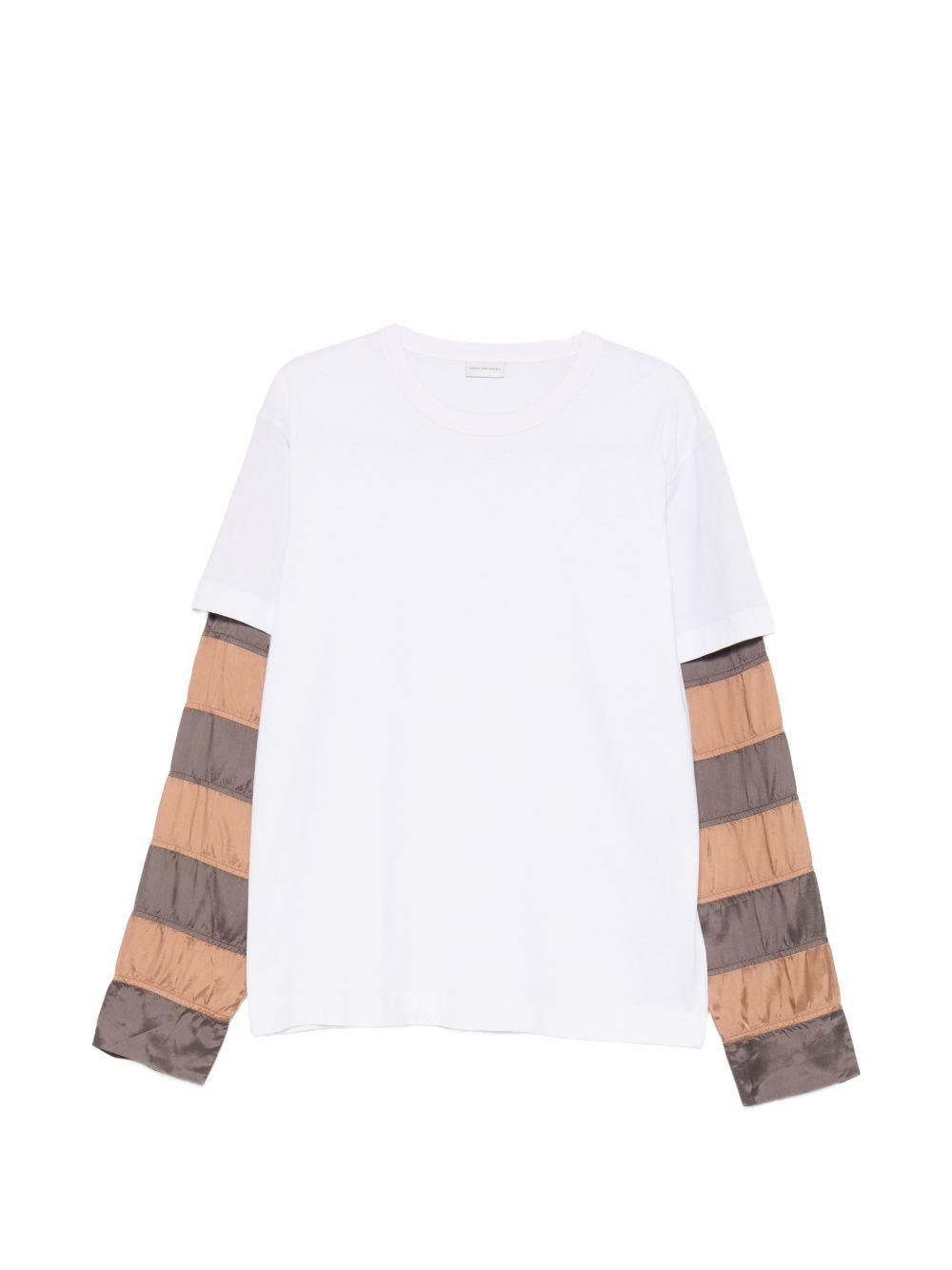 T-shirt a maniche lunghe a righe in bianco Dries van noten - uomo 