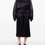 Trench con occhielli in nero Rabanne - donna 
