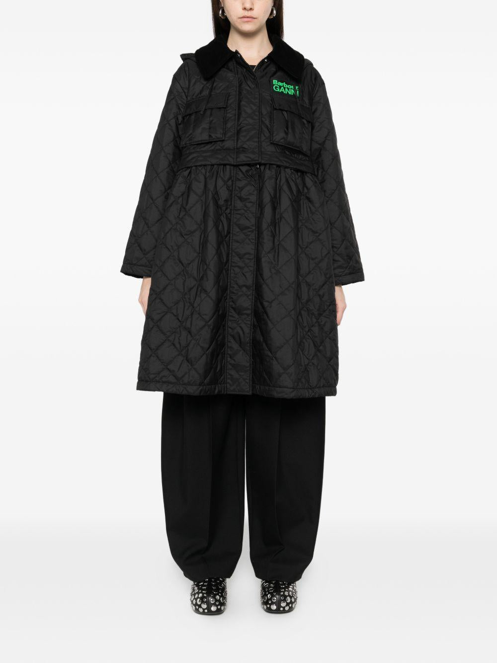 Giacca trapuntata lunga con peplo Barbour x Ganni - donna 