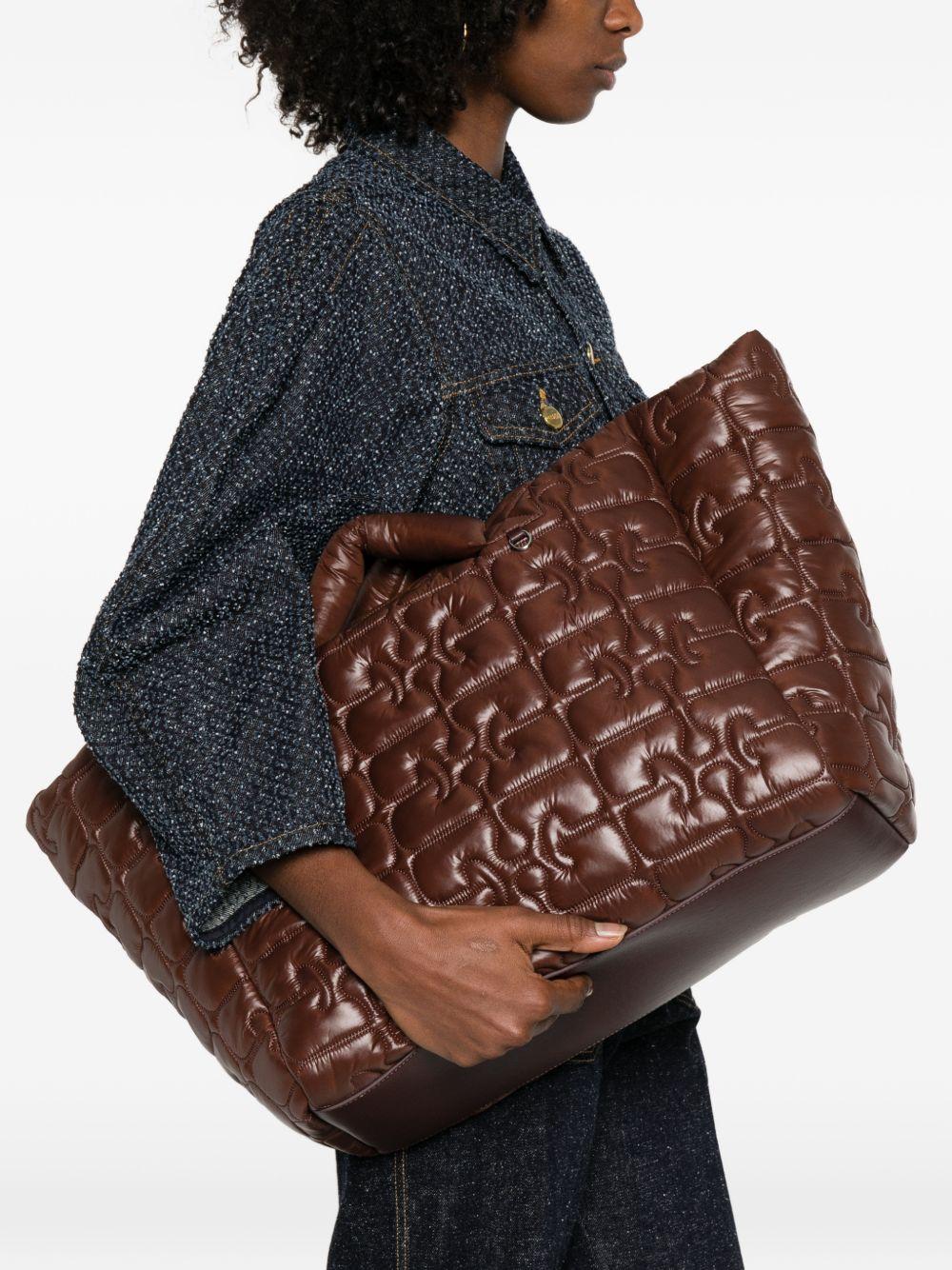Borsa tote xxl trapuntata in marrone Ganni - donna 