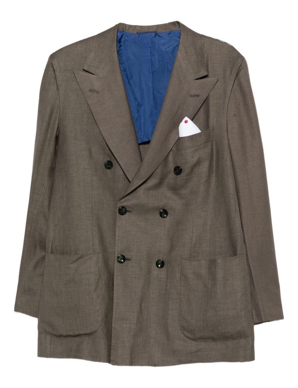 Blazer doppiopetto in verde Kiton - uomo 