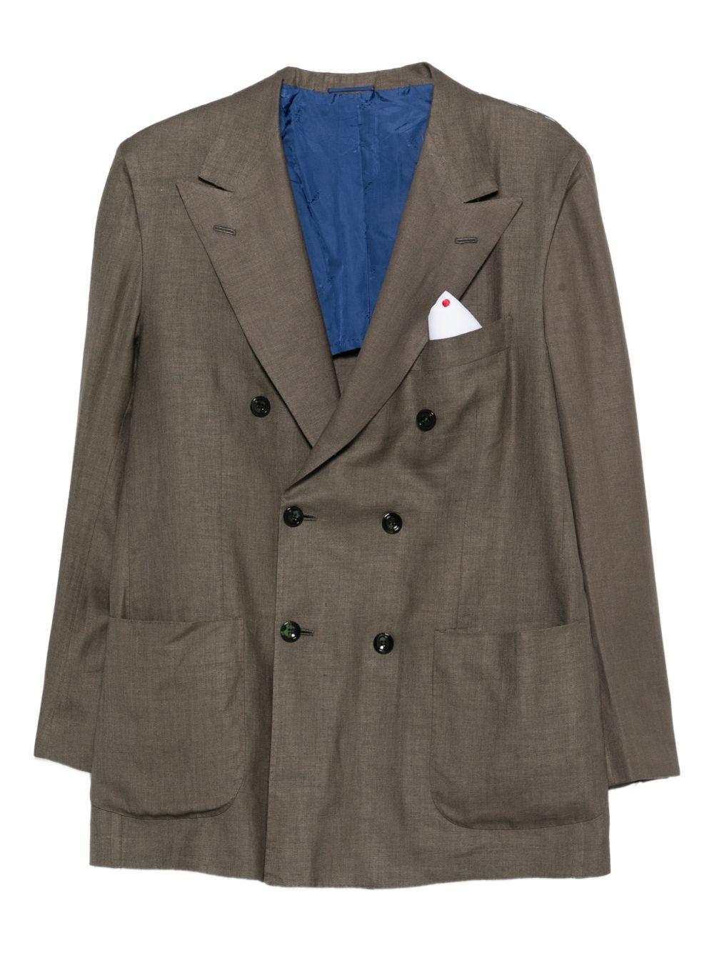 Blazer doppiopetto in verde Kiton - uomo 