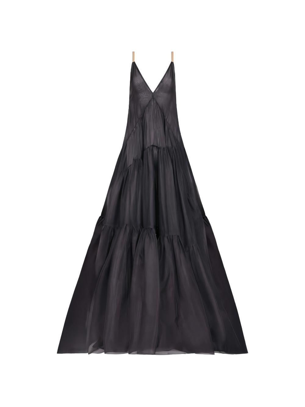 Abito maxi con scollo a V in nero Temily - donna 