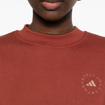 Felpa con logo a maniche lunghe in rosso mattone Adidas by stella mc  cartney - donna 