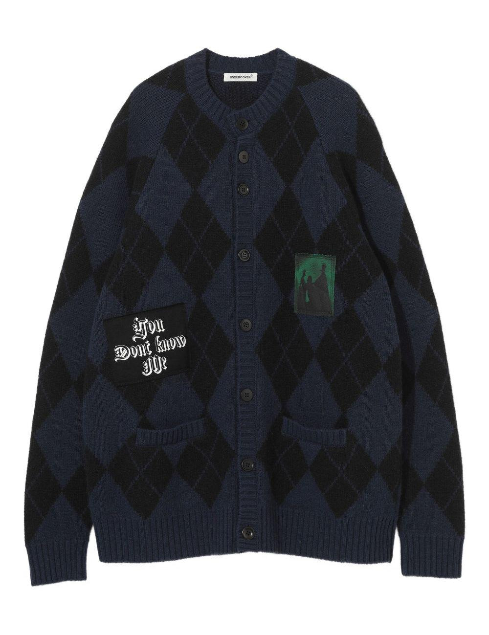 Cardigan con design a rombi in blu Undercover - uomo 