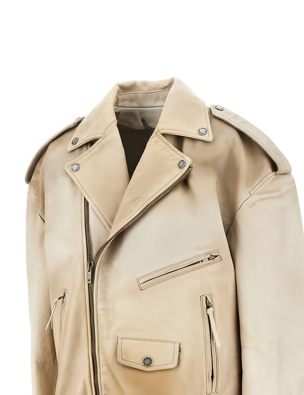 Giacca in pelle con zip in beige Golden goose - unisex 