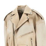 Giacca in pelle con zip in beige Golden goose - unisex 