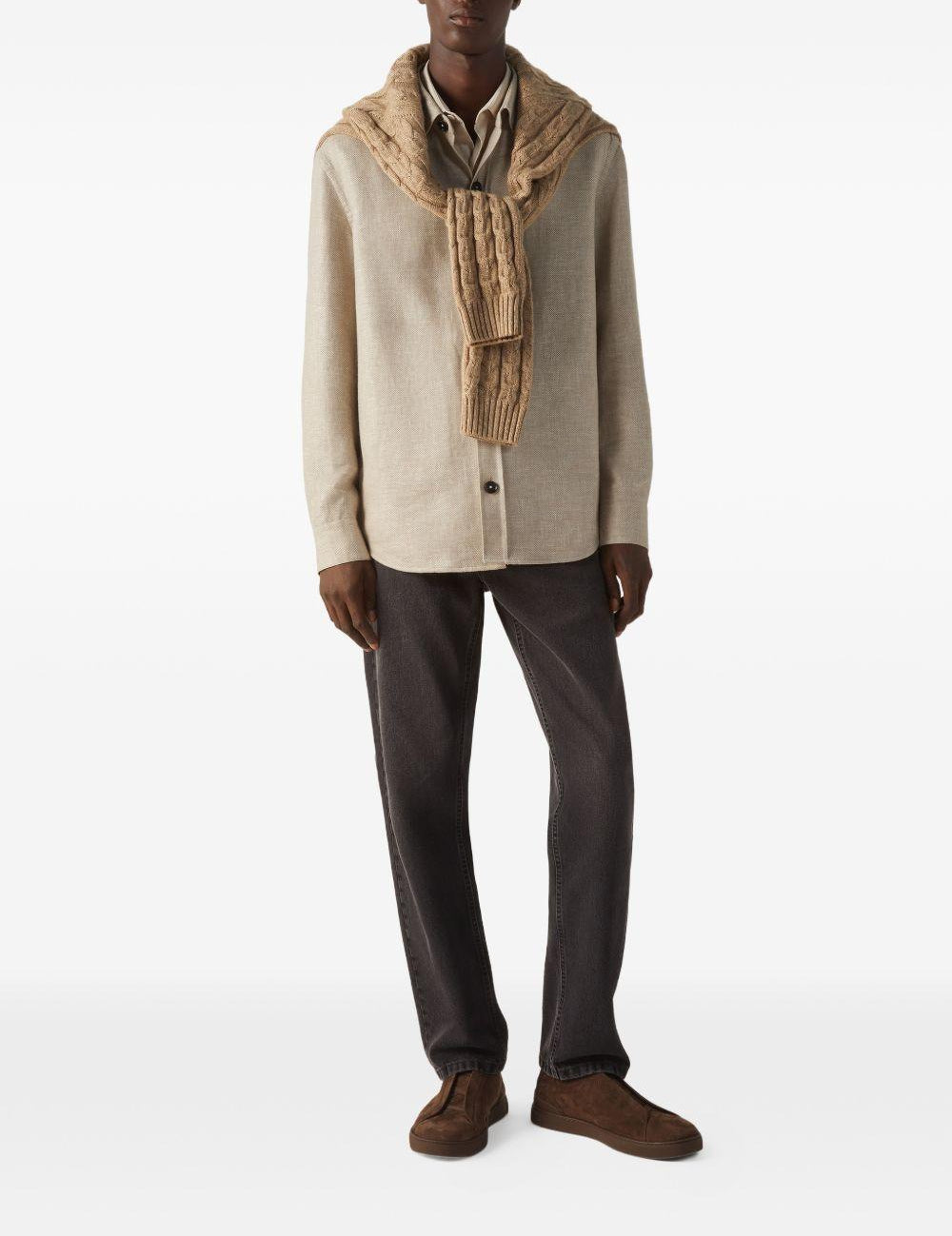Camicia con bottoni in beige Zegna - uomo 