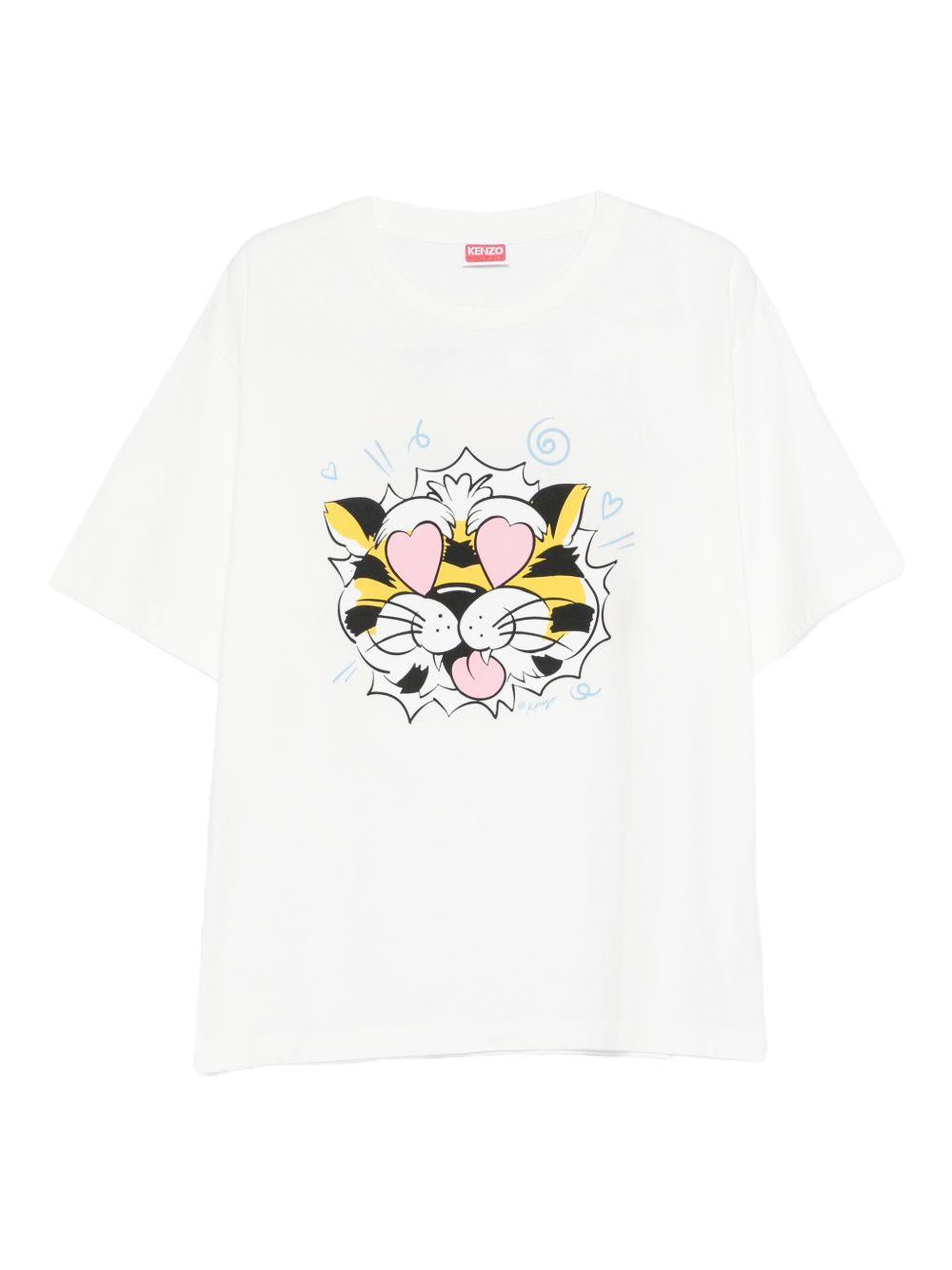 T-shirt con stampa tigrata in bianco Kenzo - uomo 