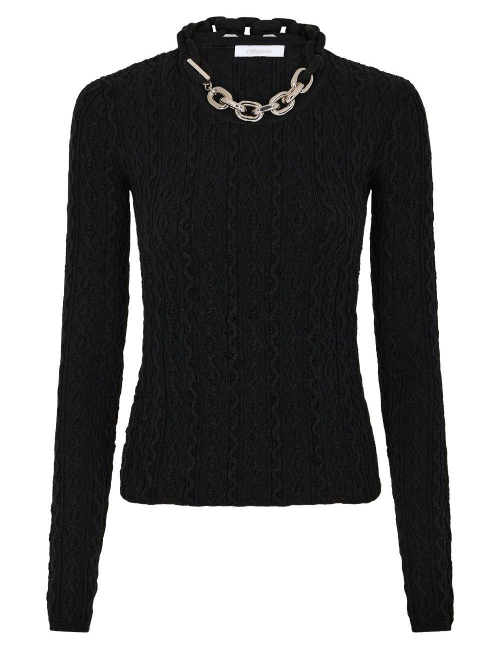 Maglione con dettaglio a catena in nero Rabanne - donna 