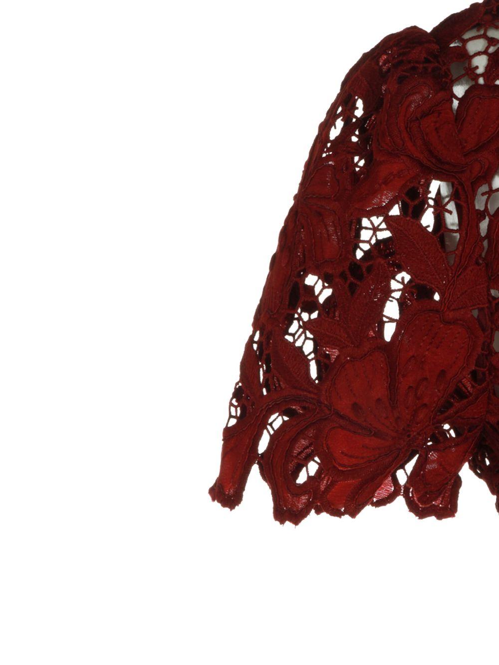 Abito mini in pizzo in bordeaux 